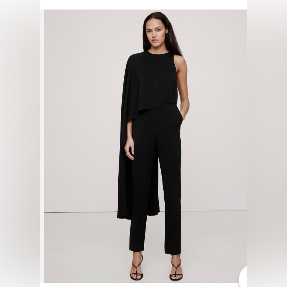 Banana Republic Black One-Shoulder Cape Jumpsuit